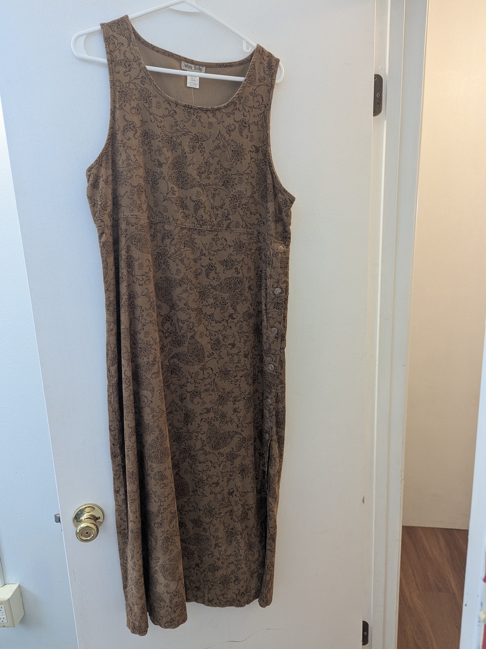 Vintage Courdoroy Paisley Patterned Maxi Dress